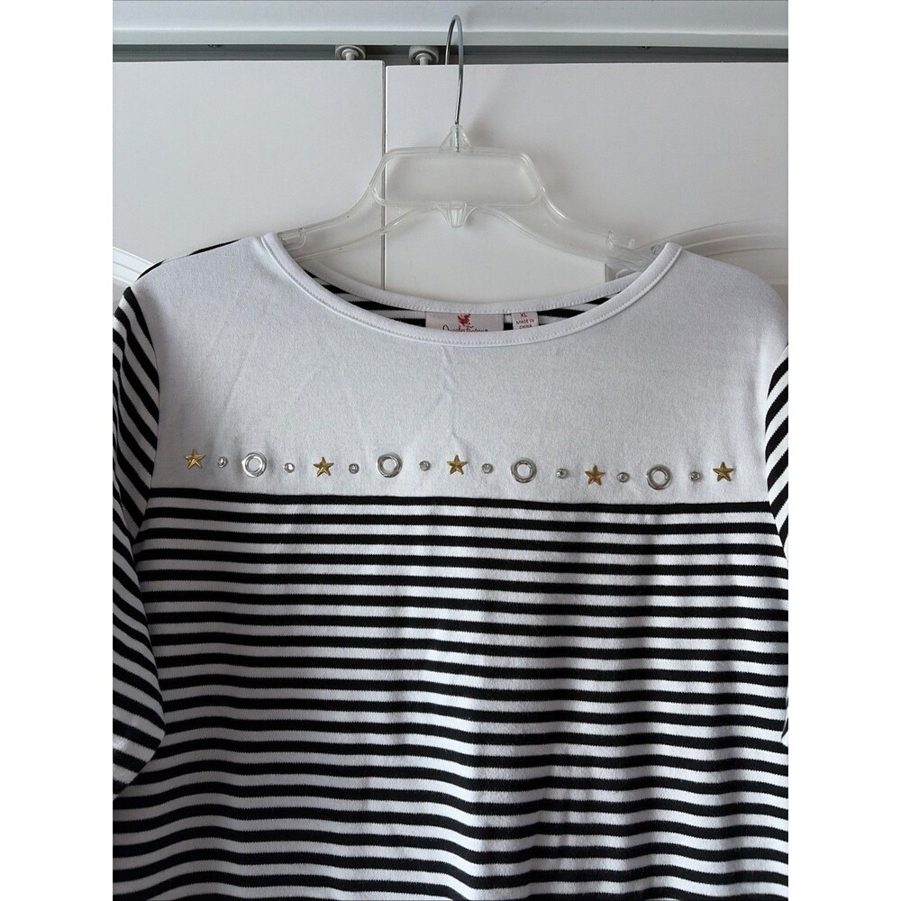 Quacker Factory Size Xl Stripe Circle Star Embell… - image 2